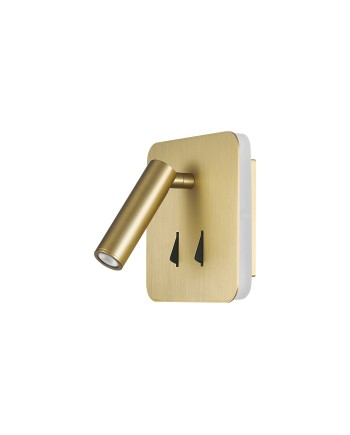 CAYMAN SQ* APLIQUE LECTOR LED 3W+6W 3000K ORO MATE